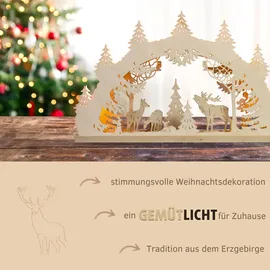 Weigla LED Schwibbogen/Lichterbogen"Hirschfamilie" 7 flg. Erzgebirge garantiert