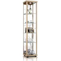 K-Möbel Glasvitrine, Buche, Glas, 4 Fächer, Rechteckig, 37x176x33 cm,