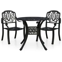 vidaXL 3-tlg Bistro-Set Aluminiumguss Schwarz