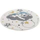 Carpet City Kinderteppich »Anime9385«, rund, Babyteppich, Sterne, Mond, Nachthimmel, Weicher Flor, Pflegeleicht, beige