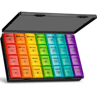 Tablettenbox 7 Tage Große Fächer, Medikamentenbox 7 Tage 4 Fächer Tabletten Organizer, Tablettendose für Kinder äLtere und Arthritische HäNde Tablettenbox 7 Tage Morgens Mittags Abends - Schwarz