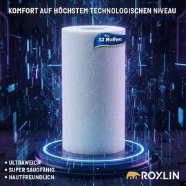 roxlin Premium Küchenrollen 3-lagig 32 Rollen