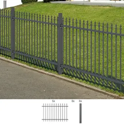 Metallzaun ALBERTS "Chaussee", grau, H:120cm, Aluminium, Zaunelemente, Höhe: 100 und 120 cm, Gesamtlänge: 10 m, zum Aufschrauben