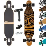 Mach1 Bambus Longboard mit Keramik Kugellager + T-Tool - Skateboard Drop Through Cruiser Komplettboard (Mask)