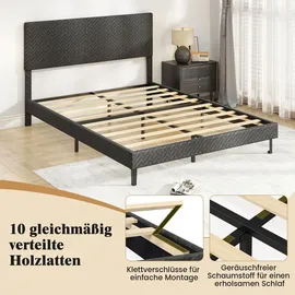 Costway Polsterbett 160 x 200 cm Grau