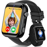 4G Smartwatch Kinder mit GPS und Telefon, Kinderuhr mit Videoanruf SOS, Schulmodus, SMS Sprachchat WhatsApp, Wecker SIM, WiFi, IP68 Wasserdicht - Schwarz