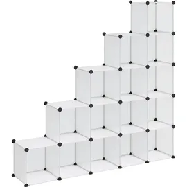 vidaXL Regalsystem 15 Würfel 155 x 153,5 x 32 cm Transparent Weiß