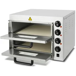 VERTES Gastro Pizzaofen Doppelkammer, feuerfester Stein, Timer, Beleuchtung, Edelstahlgehäuse, bis 350°C, für originale italienische Pizza