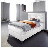 INOSIGN Boxspringbett Coos, mit besonderer Steppung im Kopfteil, 3 Matratzenarten, 2 Härtegrade schwarz|weiß 109 cm x 212 cm x 50 cm