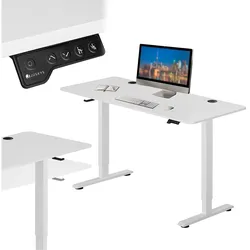 Juskys Höhenverstellbarer Schreibtisch Office Stand 140x60cm - elektrisch, Memory-Funktion - Weiß