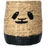 Bloomingville Mini Bloomingville Aufbewahrungskorb Panda Korb mit Deckel Wasserhyazinthe