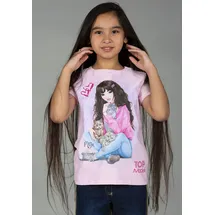 TopModel T-Shirt TOPMODEL "TOPModel", Mädchen, Gr. 164, rosa (cherry blossom), Obermaterial: 100% Baumwolle, Basic, regular fit hüftbedeckend, Rundhals, abgesteppte Kante, Shirts T-Shirt, mit romantischem, großem Frontmotiv