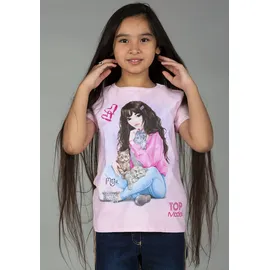 TopModel T-Shirt TOPMODEL "TOPModel", Mädchen, Gr. 164, rosa (cherry blossom), Obermaterial: 100% Baumwolle, Basic, regular fit hüftbedeckend, Rundhals, abgesteppte Kante, Shirts T-Shirt, mit romantischem, großem Frontmotiv