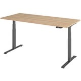 kompatible Ware Base Lite elektrisch höhenverstellbarer Schreibtisch eiche rechteckig, T-Fuß-Gestell grau 180,0 x 80,0 cm