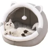 Katzenkorb Mit Herausnehmbarem, Waschbarem Kissen, Katzenhaus, Katzenzelt, Haustierbett, Weiche Katzenhöhle, Faltbares Katzenhaus (grau, Mittel)