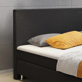 Inter Boxspringbett Berlin 180x200 cm Webstoff Schwarz Ohne Topper Ohne Matratze - Schwarz