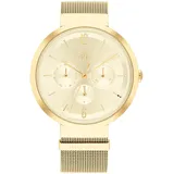 Tommy Hilfiger Multi Zifferblatt Quarz Uhr für Damen mit Goldfarben Edelstahl-Mesh-Gliederarmband - 1782539