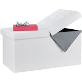 Relaxdays Sitzbank Truhenbank Weiß 110 x 40 x 48 cm