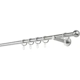 MYDECO 20mm,1-läufig,Rohr,Wandträger 12cm,Endstück Ball Farbe: Edelstahl-Optik, Größe: 120cm