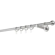 MYDECO 20mm,1-läufig,Rohr,Wandträger 12cm,Endstück Ball Farbe: Edelstahl-Optik, Größe: 120cm
