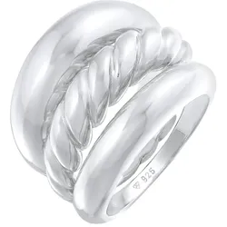 Elli PREMIUM Bandring Twisted Gedreht Set 925 Silber 54 Damen 