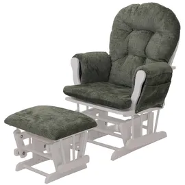 Mendler Relaxsessel HWC-C76 Chenille 52 x 0 x 0 cm Grün mit Hocker