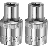 QUARKZMAN 1/2" x E10 Torx Bit Set, 2 Stück Torx Nuss Set Schrauber Sechskant Steckschlüsseleinsätze, Antrieb Tiefnuss Stern-Stecknuss für Auto Reparaturen Hauswartung DIY Handarbeit