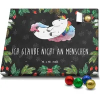 Mr. & Mrs. Panda Schoko Adventskalender Einhorn Wolke 7 - Schwarz - Geschenk, Einhörner, witzig, Einhorn Deko, Schokoladen Adventskalender, Pegasu... - Schwarz