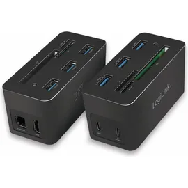 Logilink UA0370 USB-C Dock 10-in-1-Anschluss, mit PW (Power Delivery), Schwarz
