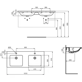 Ideal Standard i.life B Doppelwaschtisch 121 x 51,5 cm (T460201)
