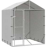 vidaXL Outdoor-Hundezwinger mit Dach Silber 2x2x2,5 m Verzinkter Stahl