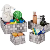 Relaxdays Aufbewahrungskorb, 4tlg. Set geflochten,