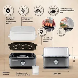 GOURMETmaxx Eierkocher 6 Eier + Messbecher Grau