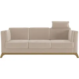 Home Affaire 3-Sitzer HOME AFFAIRE "Viva", beige, B:213cm H:84cm T:93cm, 100% Polyester, Sofas, mit Holzrahmen aus Eiche