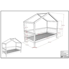 Vipack Hausbett 90 x 200 cm Buche massiv weiß lackiert
