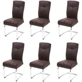 Mendler 6er-Set Esszimmerstuhl HWC-G56, Küchenstuhl Freischwinger Stuhl, Textil Wildleder-Optik ~ braun