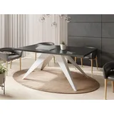 Esstisch Venus im Modern Still, Rechteckig Tisch in Schwarzer Marmoroptik - Ausziehbar von 140 cm bis 240 cm, Pulverbeschichtete Weiße Metallbeine... - Schwarz/Dunkelgrau