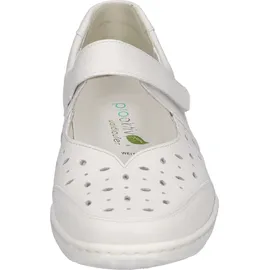 WALDLÄUFER Riemchenballerina WALDLÄUFER "HENNI", Damen, Gr. 10 (44,5), weiß, Nappaleder, unifarben, Schuhe Riemchenballerina, Komfortschuh, Halbschuh in Komfortweite H (= sehr weit)