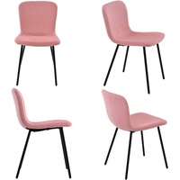 Flieks Esszimmerstuhl (4er Set, 4 St), Polsterstuhl mit Rückenlehne Lamm Samt Metallbeine Küchenstühle, Rosa rosa