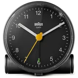 Braun Klassischer analoger Wecker Schlummerfunktion und Licht, ruhiges Quarzuhrwerk, Crescendo-Alarm in Schwarz, Modell BC01B.
