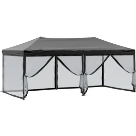 vidaXL Partyzelt Faltbar mit Mesh-Seitenwänden Schwarz 3x6 m