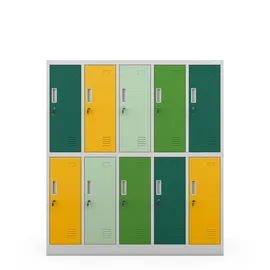 Jan Nowak Schulspinde, Grau, Gelb, Grün, Metall, 136x150x45 cm x 136 x 45 cm (H x B x T) (Mehrfarbig)