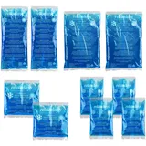 Relaxdays Kühlpads, 10er Set, 4 Größen, Kalt Warm Kompressen, mikrowellengeeignet, Gel Kühlkompressen, Kühlpacks, blau
