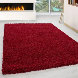 KADIMA DESIGN Hochflorteppich, RHEIN, einfarbig, Rot, 300 x 400 cm
