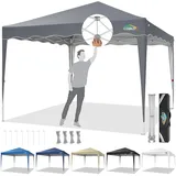 COBIZI Pavillon 3x3, Faltpavillon 3x3 Wasserdicht Stabil, 275 cm Partyzelt UV-Schutz 50+ Pavillion Klappbar 3x3m mit Wellenmuster für Camping Strand Familientreffen,(Grau)