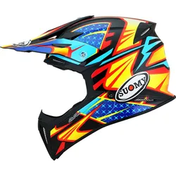 Suomy X-Wing Duel, Motocrosshelm - Schwarz/Hellblau/Blau/Rot/Gelb - M