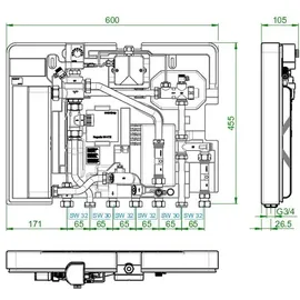 OVENTROP Wohnungsstation Regudis W-HTE LB 2, max 18 l/m., kupfergel., BT 110