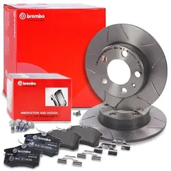 Brembo Bremsscheiben Sport Max+Bremsbeläge Hinten für Audi, Seat, Skoda, VW