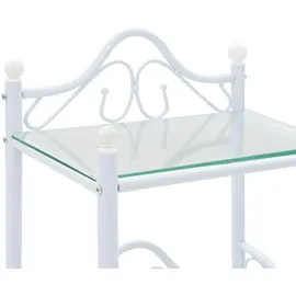 vidaXL Nachttisch Stahl und gehärtetes Glas 45x30,5x60 cm Weiß