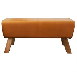 riess-ambiente Sitzbank TURNBOCK - 100cm cognac Echtleder Mangoholz Retro Sitzhocker